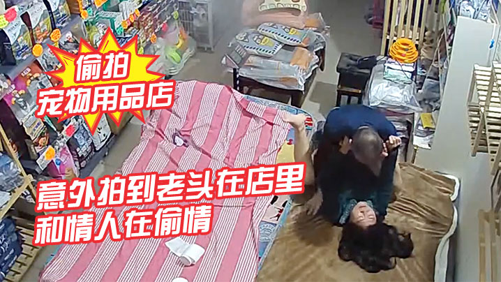 摄像头偷拍宠物用品店 意外拍到老头在店里和情人在偷情